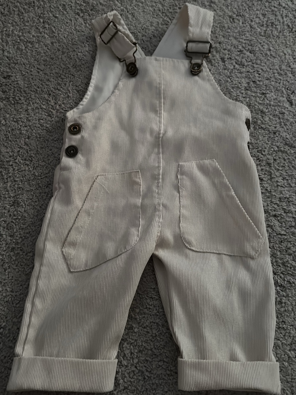 Kids Cream Corduroy Overalls